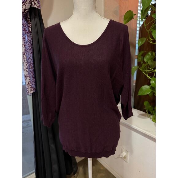 Express Purple Dolman Sleeve Sweater Top with Lace Back – Size L - Picture 2 of 3